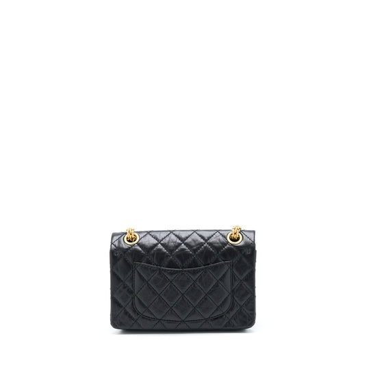 Chanel Mini 2.55 Reissue Flap Bag Aged Calfskin Black Brushed  (Microchip)