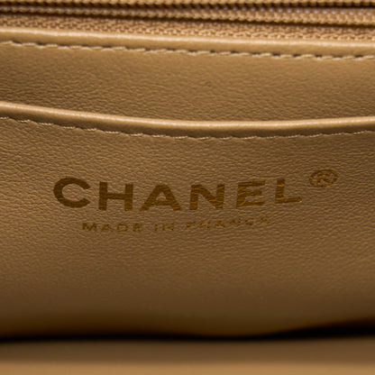 Chanel 22B Detail Top Handle Mini Rectangular Lambskin NJ528 Dark Beige Brushed