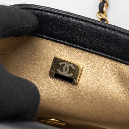 Chanel Pearl Crush Mini Square Flap Bag Lambskin Black (Microchip)