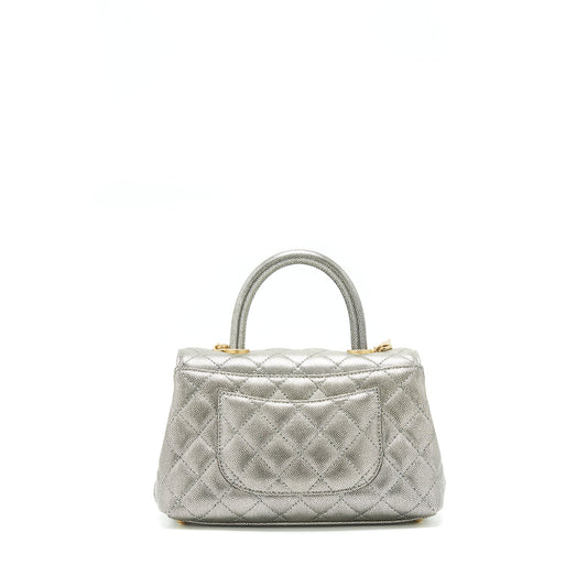 Chanel small coco handle 24cm Caviar Metallic Silver