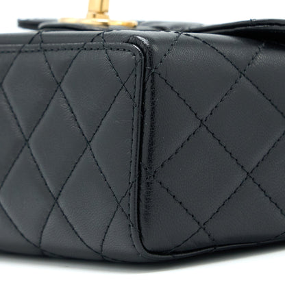 Chanel 22K Retro Classic New Square Mini Flap Bag Goatskin Black  (Microchip)