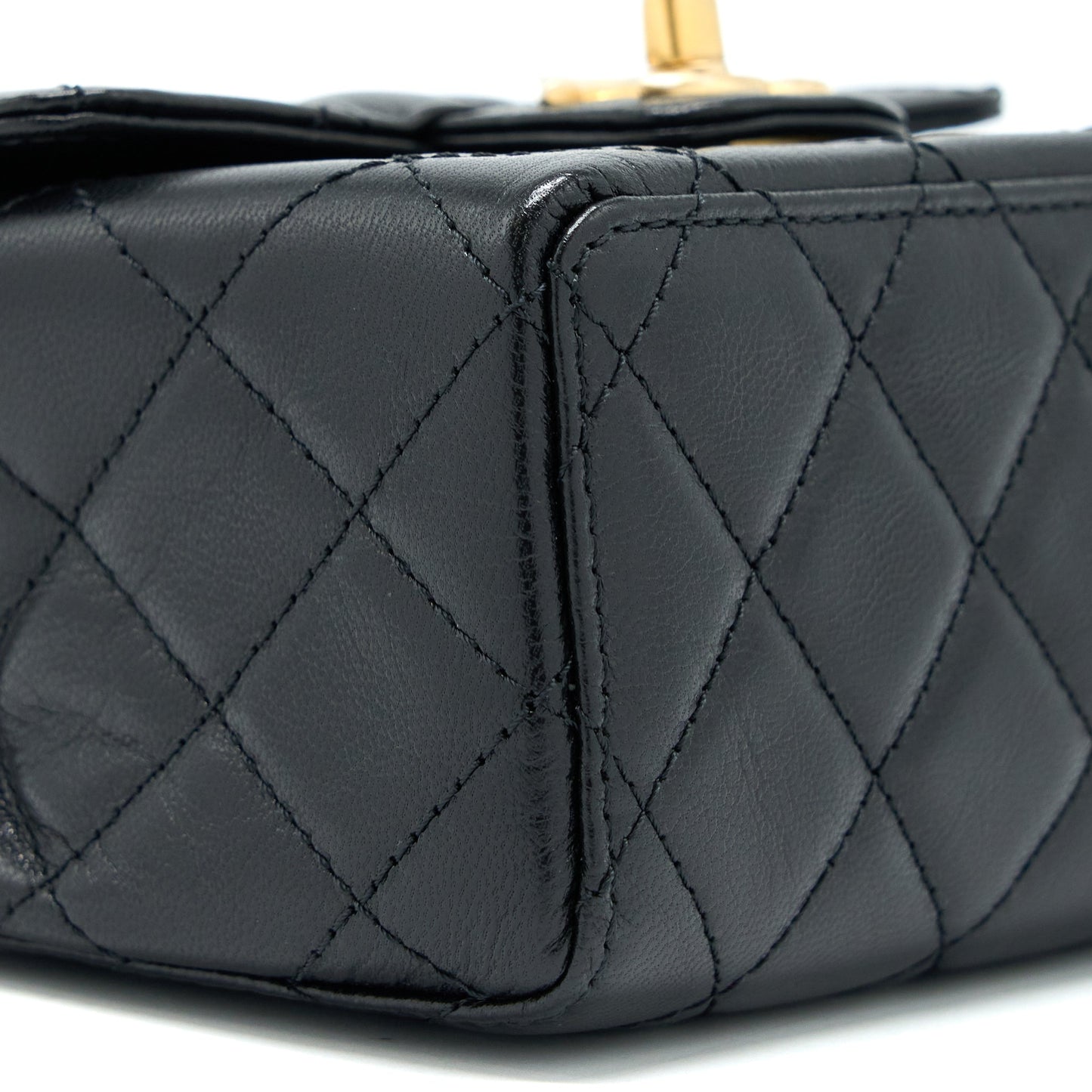 Chanel 22K Retro Classic New Square Mini Flap Bag Goatskin Black  (Microchip)