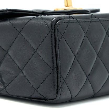 Chanel 22K Retro Classic New Square Mini Flap Bag Goatskin Black  (Microchip)