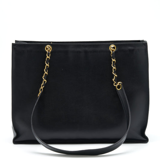 Chanel Vintage CC Timeless Shopping Tote Lambskin Black