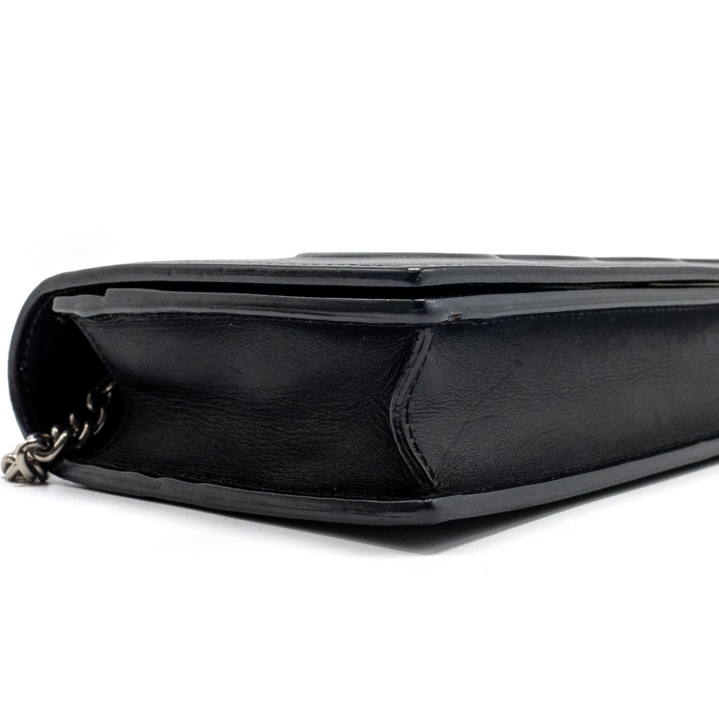 Gucci flap wallet on chain calfskin black SHW