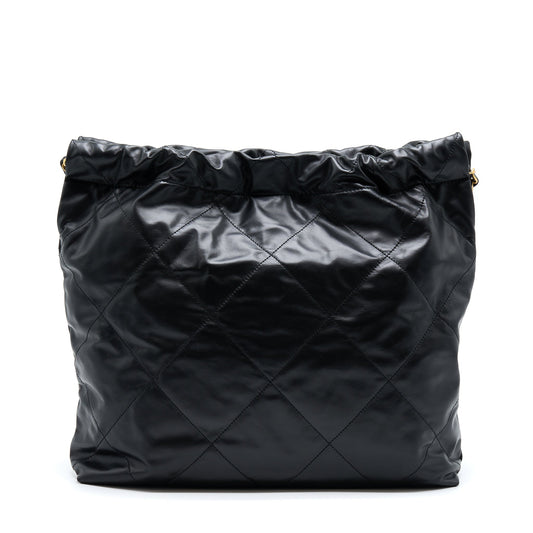 Chanel 22 Bag Medium Shiny Calfskin Black  (Microchip)