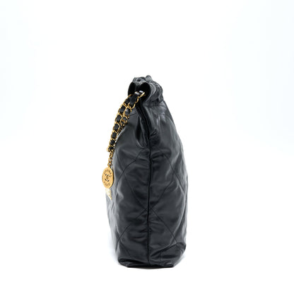 Chanel 22 Bag Medium Shiny Calfskin Black  (Microchip)