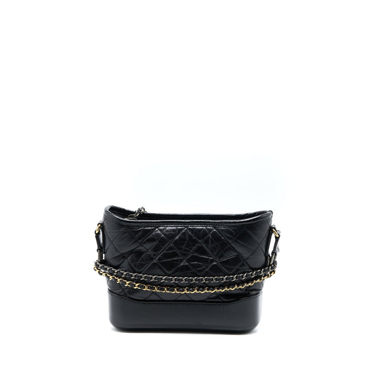 Chanel Small Gabrielle Hobo Bag Calfskin Black Multicolour Hardware