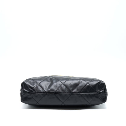 Chanel 22 Bag Medium Shiny Calfskin Black  (Microchip)
