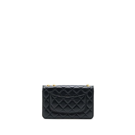 Chanel 22K Gold Pillar Wallet On Chain Lambskin Black