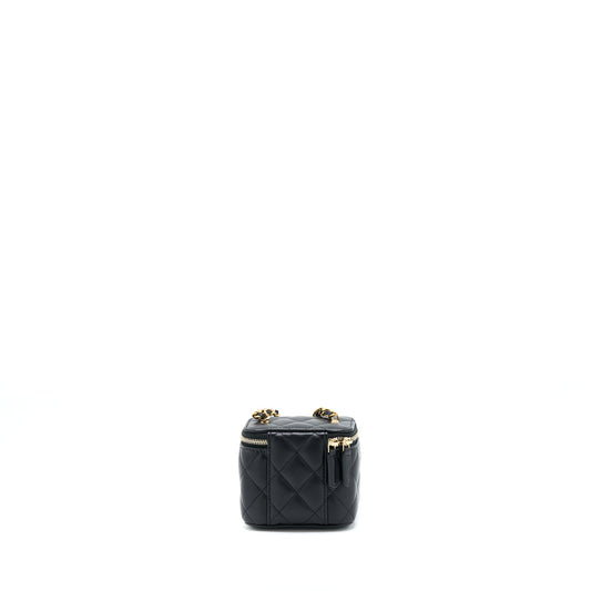 Chanel 22S Pearl Crush Mini Vanity With Chain Lambskin Black
