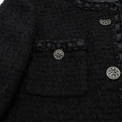 Chanel Size 38 La Petite Veste Noire Wool Jacket Black