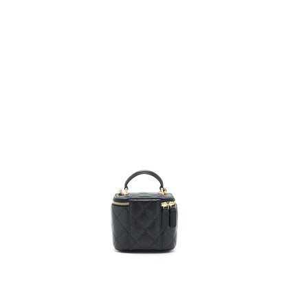 Chanel 22P Top Handle Mini Vanity With Chain With Mirror Inside Lambskin Black L