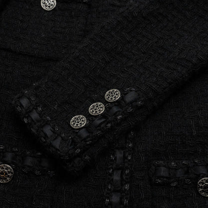 Chanel Size 38 La Petite Veste Noire Wool Jacket Black