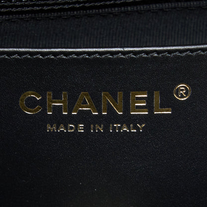 Chanel 22K Gold Pillar Adjustment Chain Flap Bag Lambskin Black  (Microchip)