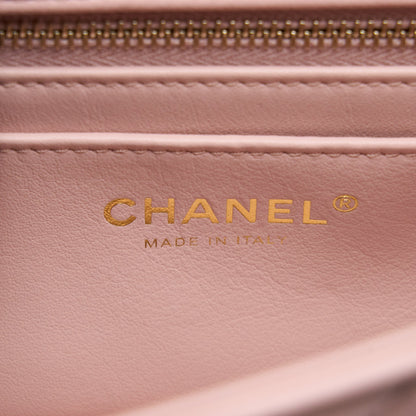 Chanel 23S Camellia Chain Mini Rectangular Flap Bag Lambskin Light Pink  (Microchip)
