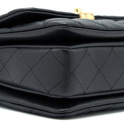 Chanel 22K Coco First Flap Bag Grained Calfskin Black  (Microchip)