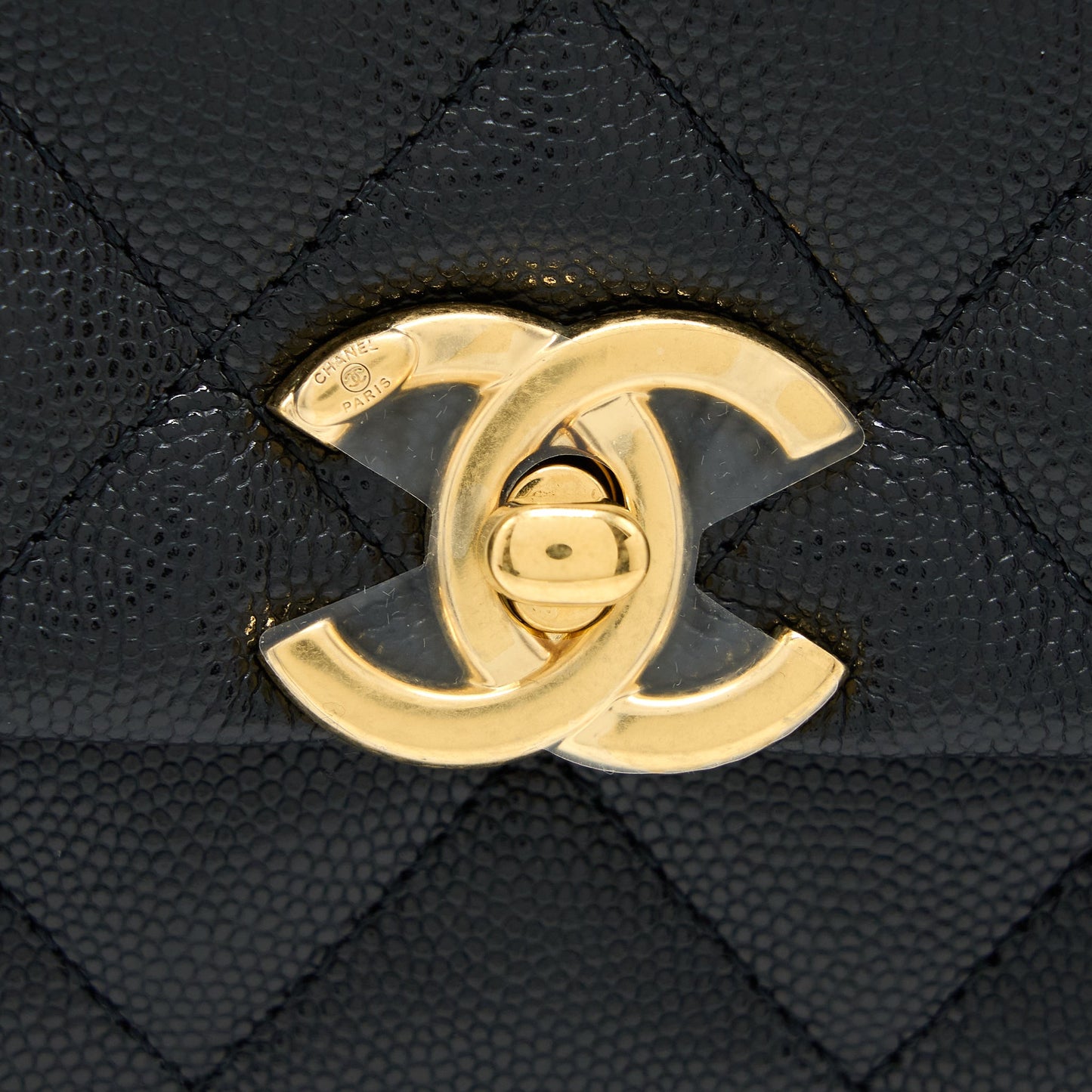 Chanel 22K Coco First Flap Bag Grained Calfskin Black  (Microchip)