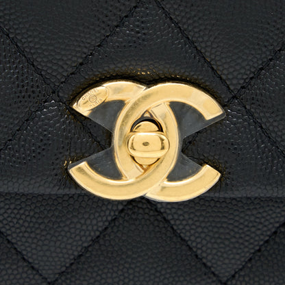 Chanel 22K Coco First Flap Bag Grained Calfskin Black  (Microchip)