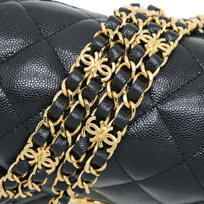 Chanel 22K Coco First Flap Bag Grained Calfskin Black  (Microchip)