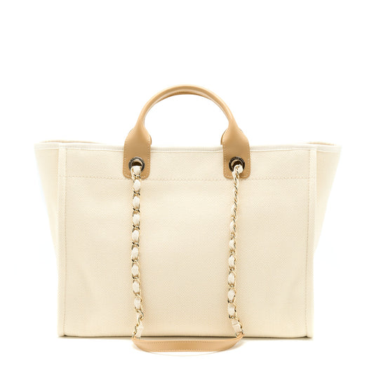 Chanel Deauville Pearl Tote Canvas