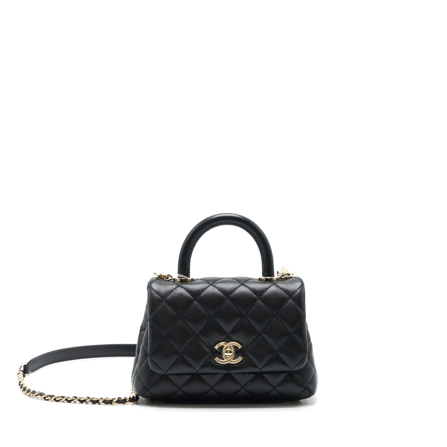 Chanel mini coco handle 20cm Caviar black with L