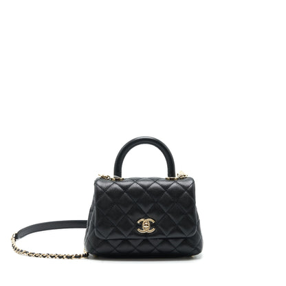Chanel mini coco handle 20cm Caviar black with L