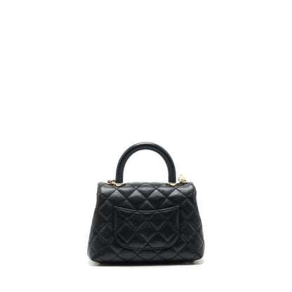 Chanel mini coco handle 20cm Caviar black with L