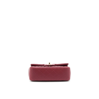 Chanel 22C Mini rectangular flap bag lambskin dark red L microchip