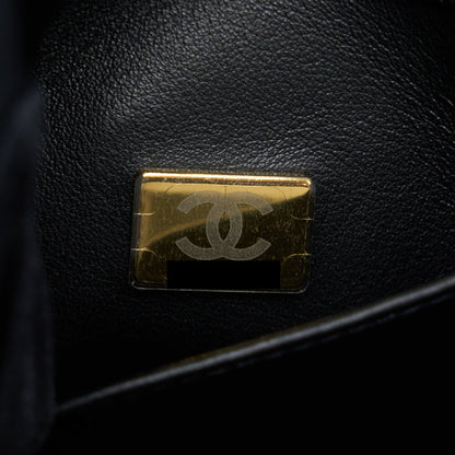 Chanel 22K Coco First Flap Bag Grained Calfskin Black  (Microchip)