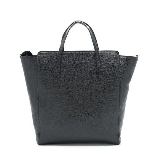 Gucci Grained calfskin Tote Bag Black with long strap