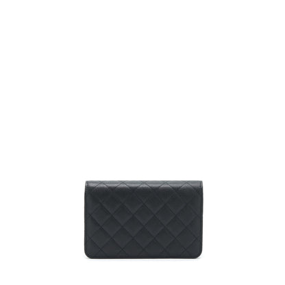 Chanel 22S Detailed Logo Wallet On Chain Caviar Black L