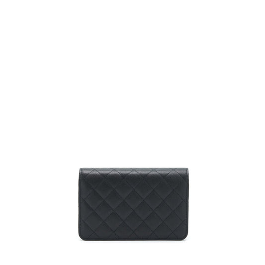 Chanel 22S Detailed Logo Wallet On Chain Caviar Black L