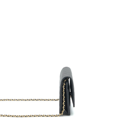 Chanel 22S Detailed Logo Wallet On Chain Caviar Black L