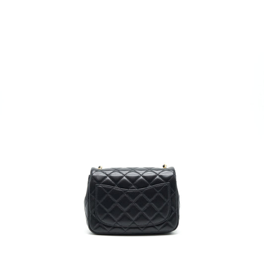 Chanel 22C Pearl Crush Mini Square Flap Bag Lambskin Black