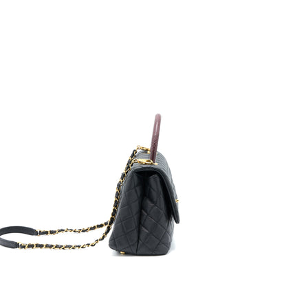 Chanel Medium Coco Handle Caviar with Lizard Handle Black Brushed