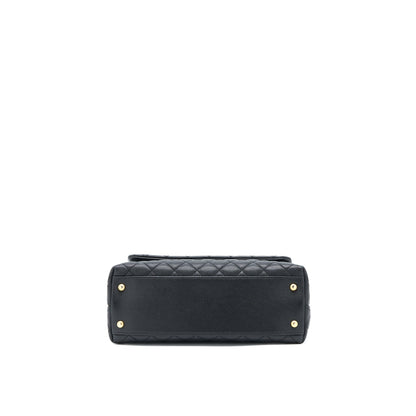 Chanel Medium Coco Handle Caviar with Lizard Handle Black Brushed