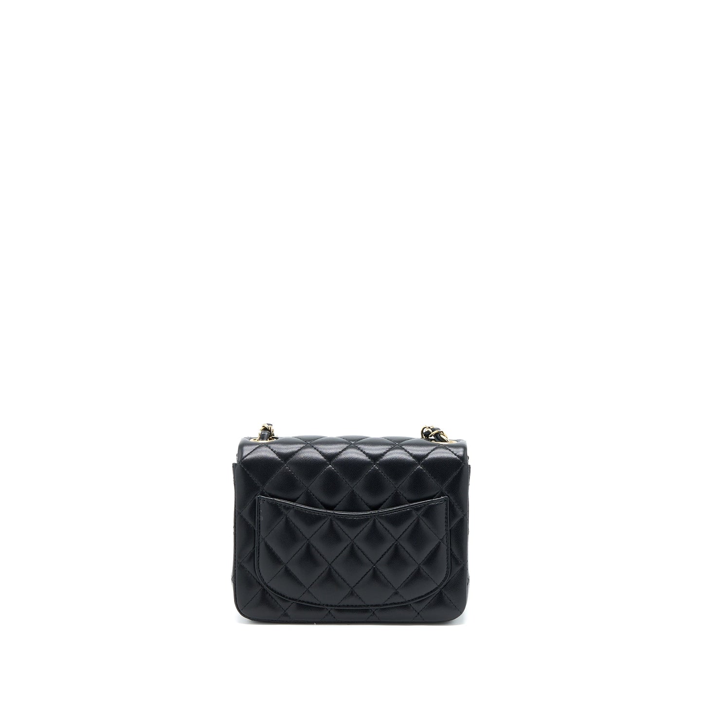 Chanel Classic Mini Square Flap Bag Lambskin Black L (Microchip)
