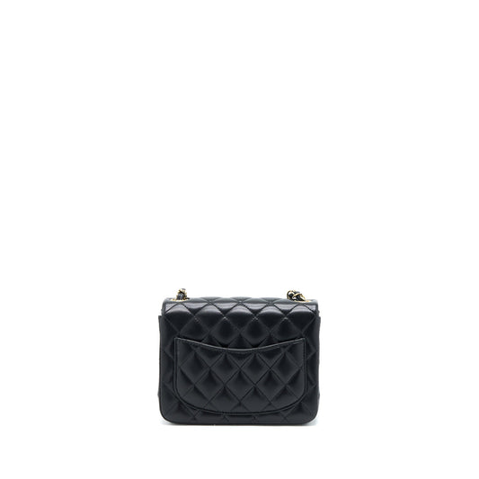 Chanel Classic Mini Square Flap Bag Lambskin Black L (Microchip)