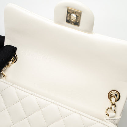 Chanel 23C Pearl Crush Mini Rectangular Flap Bag Lambskin White L (Microchip)