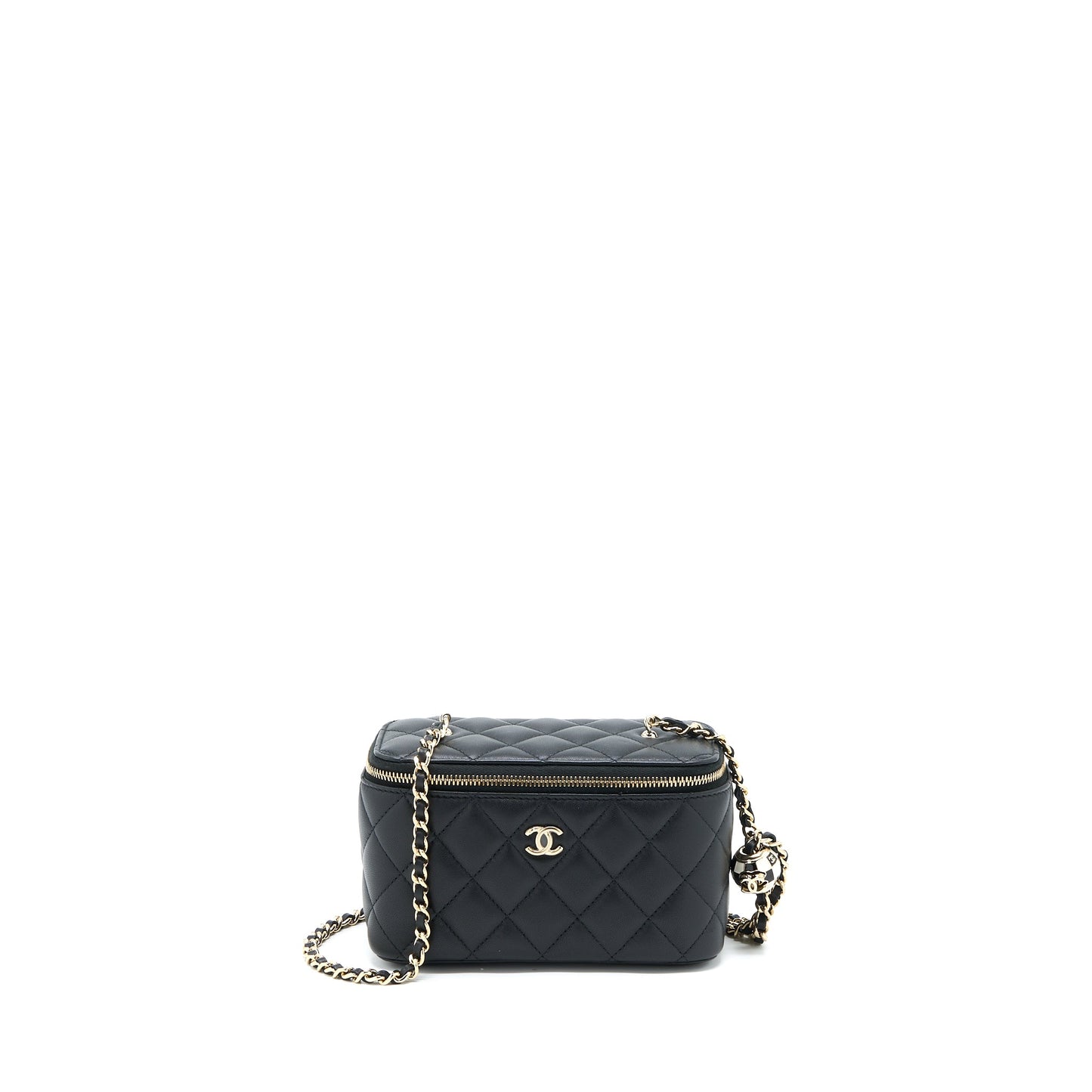 Chanel 23C Pearl Crush Long Vanity Lambskin Black L (Microchip)