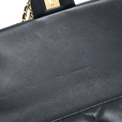 Chanel 21A Quilted Detailed Logo Flap Bag Lambskin Black  (Microchip)