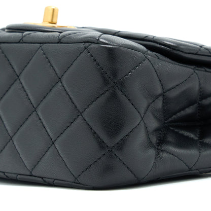 Chanel Pearl Crush Mini Square Lambskin Black Brushed  (Microchip)