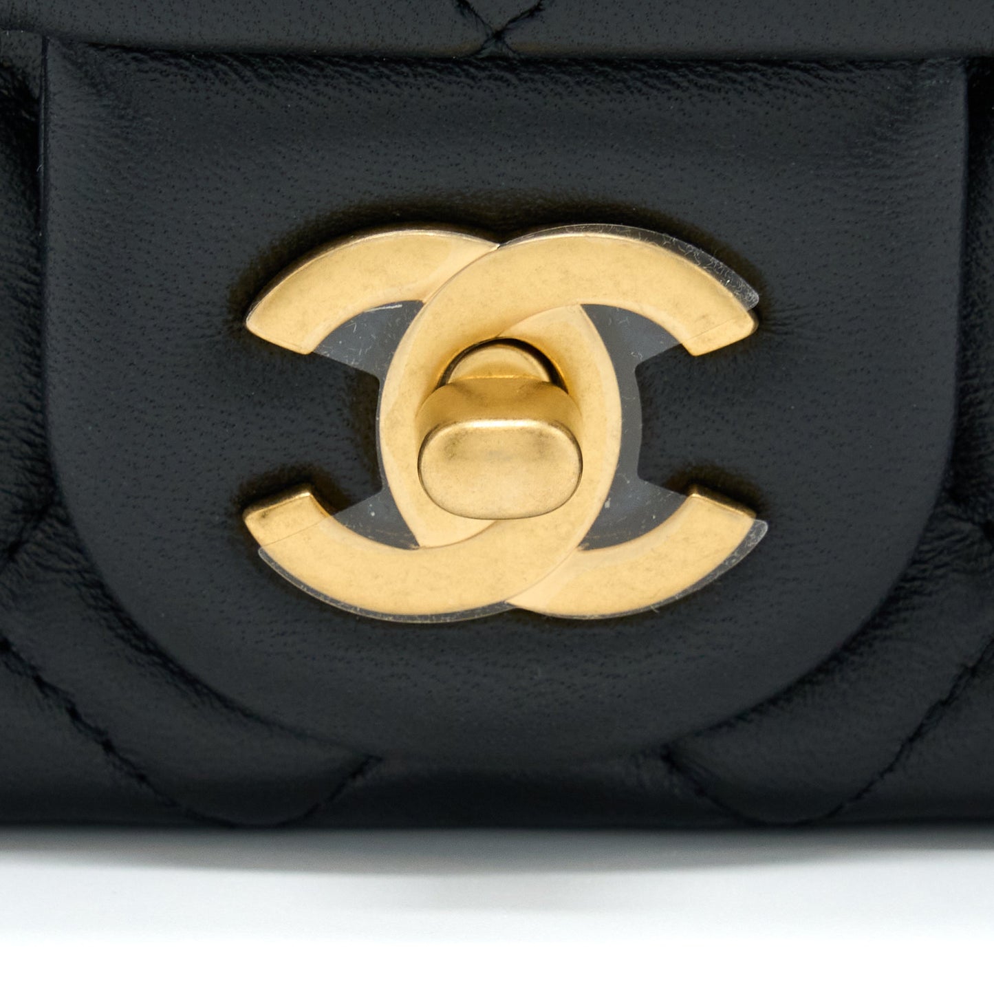 Chanel Pearl Crush Mini Square Lambskin Black Brushed  (Microchip)