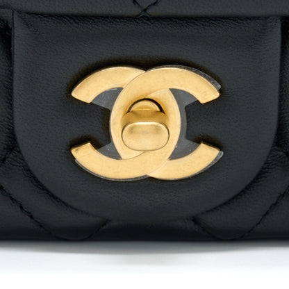 Chanel Pearl Crush Mini Square Lambskin Black Brushed  (Microchip)