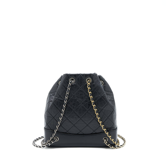 Chanel Small Gabrielle Backpack Aged Calfskin Black Multicolor Hardware (Microchip)
