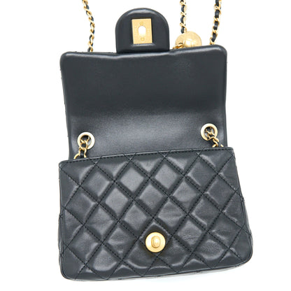 Chanel Pearl Crush Mini Square Lambskin Black Brushed  (Microchip)