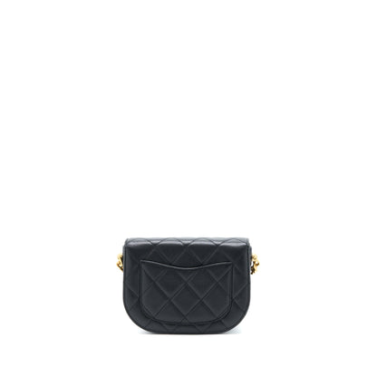 Chanel 22B Round Messenger Bag Grained Calfskin Black Brushed  (Microchip)