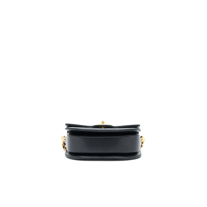 Chanel 22B Round Messenger Bag Grained Calfskin Black Brushed  (Microchip)