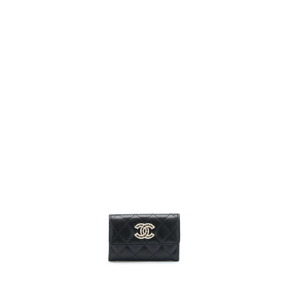 Chanel 22S Detailed Logo Mini Flap Card Holder Caviar Black L